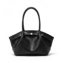 Woven Texture Winged Tote Bag with Slim Top Handles - Black