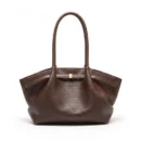 Woven Texture Winged Tote Bag with Slim Top Handles - Coffee