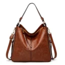 European Retro Shoulder Crossbody Tote Bag - Brown