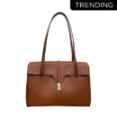 Retro Flip Style Extra Large Commuter Tote Bag - Brown